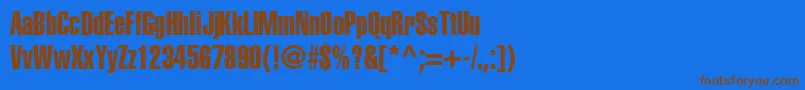 HelveticaltstdExtracomp-Schriftart – Braune Schriften auf blauem Hintergrund