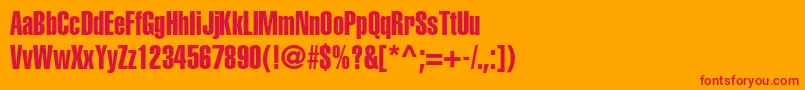 Fonte HelveticaltstdExtracomp – fontes vermelhas em um fundo laranja
