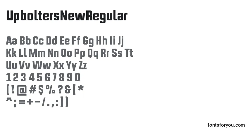 Schriftart UpboltersNewRegular – Alphabet, Zahlen, spezielle Symbole