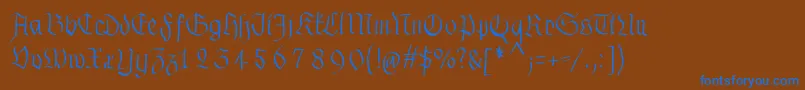 Weitere Informationen zur Fraxhandwritten-Schriftart Fraxhandwritten-Schriftart – Blaue Schriften auf braunem Hintergrund