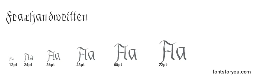 Größen der Schriftart Fraxhandwritten