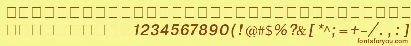 Fonte CyrillichelvItalic – fontes marrons em um fundo amarelo