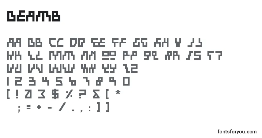 A fonte Beamb – alfabeto, números, caracteres especiais