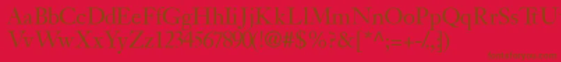 Jansonssk-Schriftart – Braune Schriften auf rotem Hintergrund