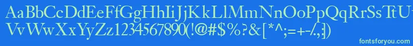 Jansonssk Font – Green Fonts on Blue Background