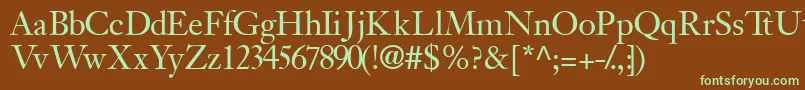 Jansonssk Font – Green Fonts on Brown Background