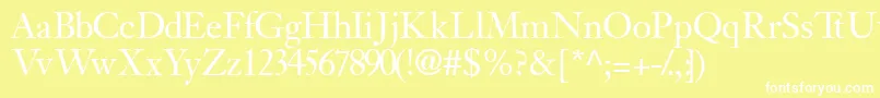 Fonte Jansonssk – fontes brancas em um fundo amarelo