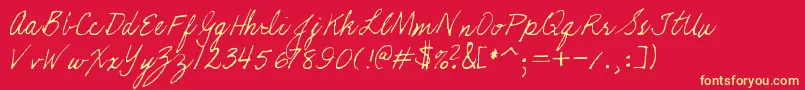Kathleeniefont Font – Yellow Fonts on Red Background