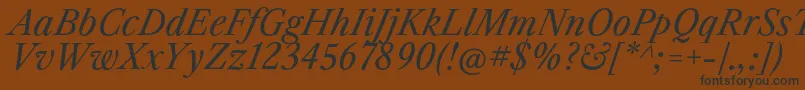 Шрифт LibrecaslontextItalic – чёрные шрифты на коричневом фоне