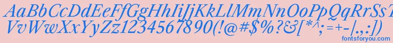 フォントLibrecaslontextItalic – ピンクの背景に青い文字