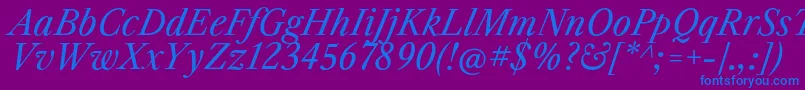 LibrecaslontextItalic Font – Blue Fonts on Purple Background