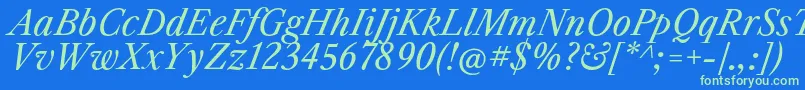 Шрифт LibrecaslontextItalic – зелёные шрифты на синем фоне