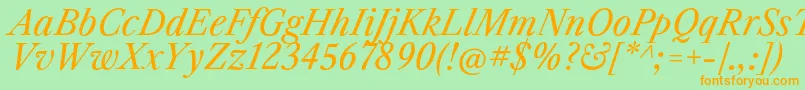 LibrecaslontextItalic Font – Orange Fonts on Green Background