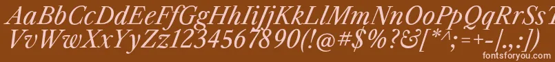 Шрифт LibrecaslontextItalic – розовые шрифты на коричневом фоне