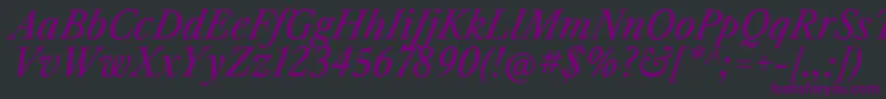 LibrecaslontextItalic Font – Purple Fonts on Black Background