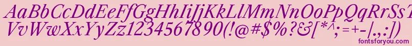 LibrecaslontextItalic-Schriftart – Violette Schriften auf rosa Hintergrund