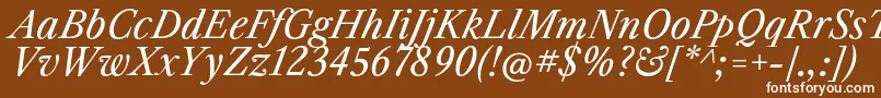 フォントLibrecaslontextItalic – 茶色の背景に白い文字