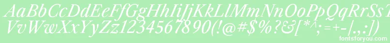 LibrecaslontextItalic Font – White Fonts on Green Background