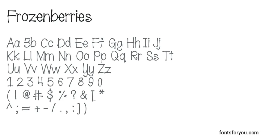 A fonte Frozenberries – alfabeto, números, caracteres especiais