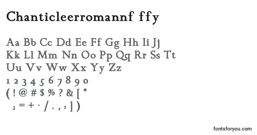 Шрифт Chanticleerromannf ffy – алфавит, цифры, специальные символы