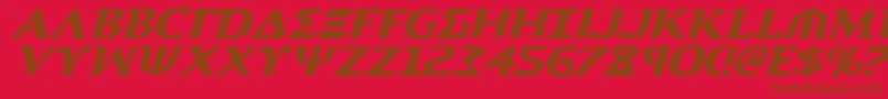 Czcionka AegisItalic – brązowe czcionki na czerwonym tle