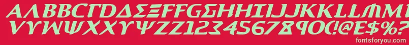 Fonte AegisItalic – fontes verdes em um fundo vermelho