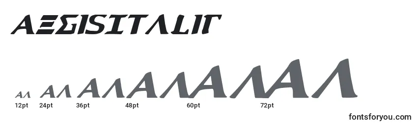 Размеры шрифта AegisItalic