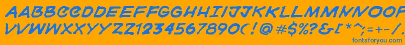 Weitere Informationen zur Gorski-Schriftart Gorski-Schriftart – Blaue Schriften auf orangefarbenem Hintergrund