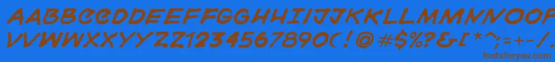 フォントGorski – 茶色の文字が青い背景にあります。