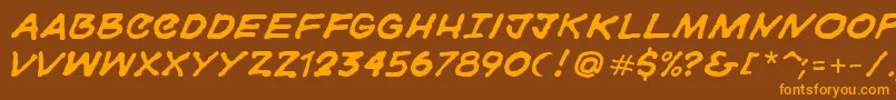 Gorskiフォントについての詳細 フォントGorski – オレンジ色の文字が茶色の背景にあります。