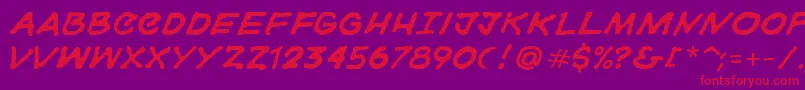 フォントGorski – 紫の背景に赤い文字