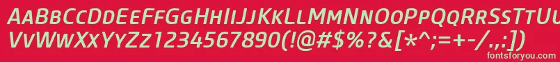 CoreSansMSc55MediumItalic Font – Green Fonts on Red Background
