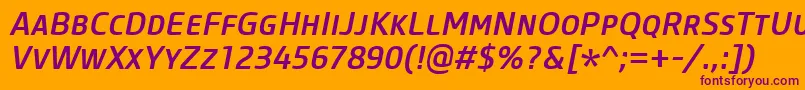 フォントCoreSansMSc55MediumItalic – オレンジの背景に紫のフォント