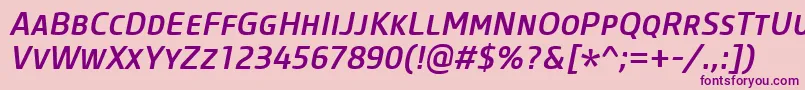 Czcionka CoreSansMSc55MediumItalic – fioletowe czcionki na różowym tle