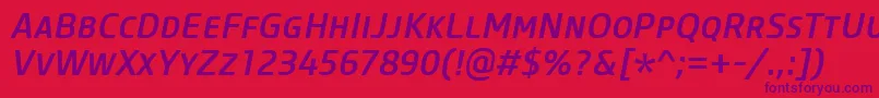 CoreSansMSc55MediumItalic Font – Purple Fonts on Red Background