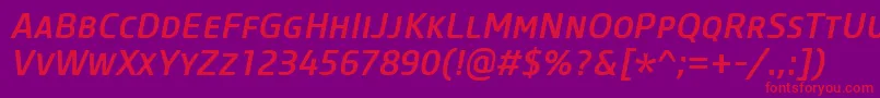 CoreSansMSc55MediumItalic Font – Red Fonts on Purple Background