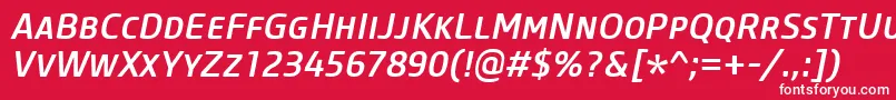 CoreSansMSc55MediumItalic Font – White Fonts on Red Background