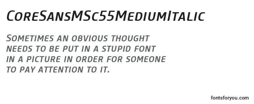 Review of the CoreSansMSc55MediumItalic Font