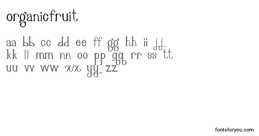 characters of organicfruit font, letter of organicfruit font, alphabet of  organicfruit font