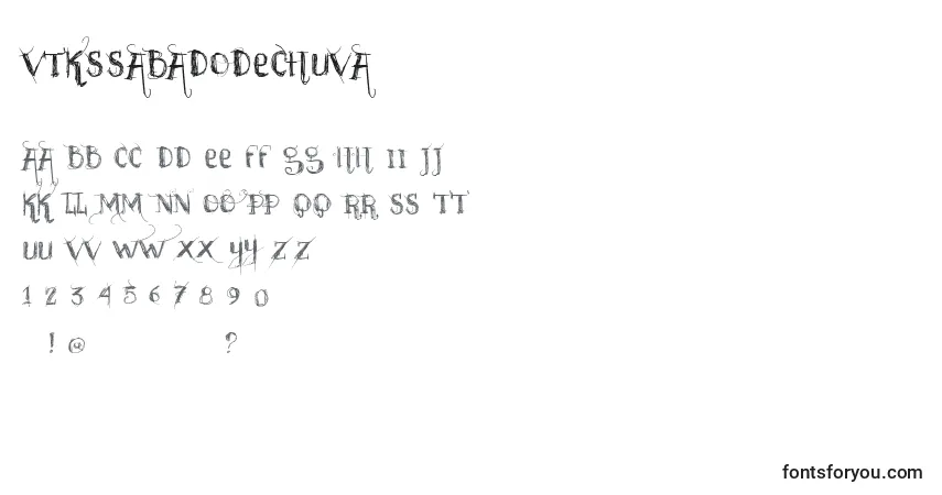 Czcionka Vtkssabadodechuva – alfabet, cyfry, specjalne znaki