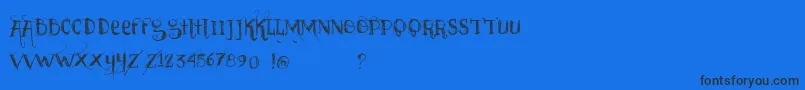 Шрифт Vtkssabadodechuva – чёрные шрифты на синем фоне