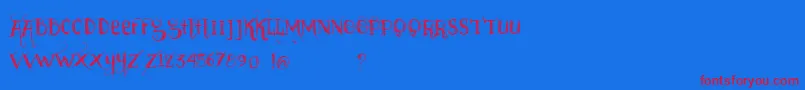 Vtkssabadodechuva Font – Red Fonts on Blue Background
