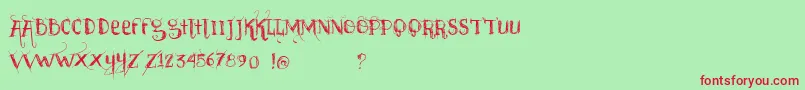 Vtkssabadodechuva Font – Red Fonts on Green Background