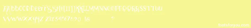 Vtkssabadodechuva Font – White Fonts on Yellow Background