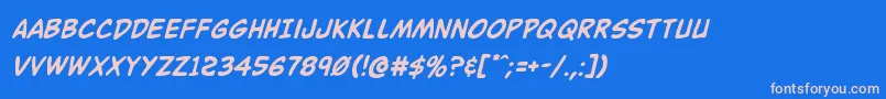 Buddychampionital Font – Pink Fonts on Blue Background