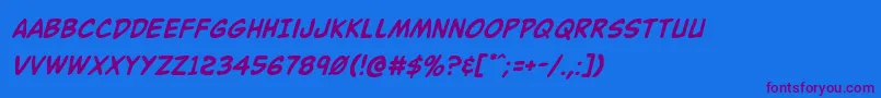 Buddychampionital Font – Purple Fonts on Blue Background