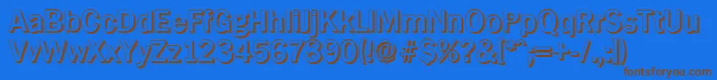 PlymouthshadowBold-Schriftart – Braune Schriften auf blauem Hintergrund