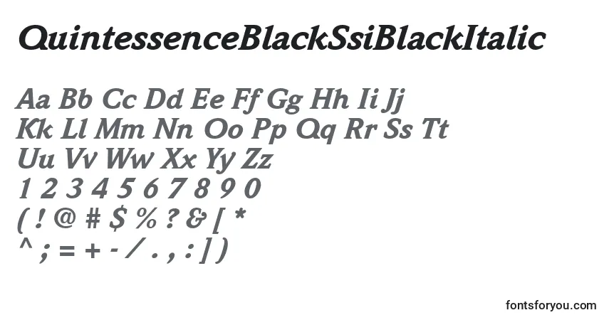 Schriftart QuintessenceBlackSsiBlackItalic – Alphabet, Zahlen, spezielle Symbole