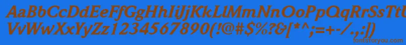 Czcionka QuintessenceBlackSsiBlackItalic – brązowe czcionki na niebieskim tle