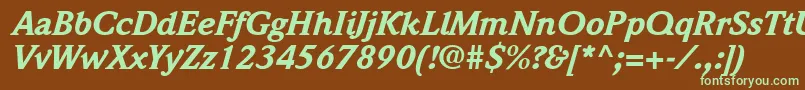 QuintessenceBlackSsiBlackItalic Font – Green Fonts on Brown Background